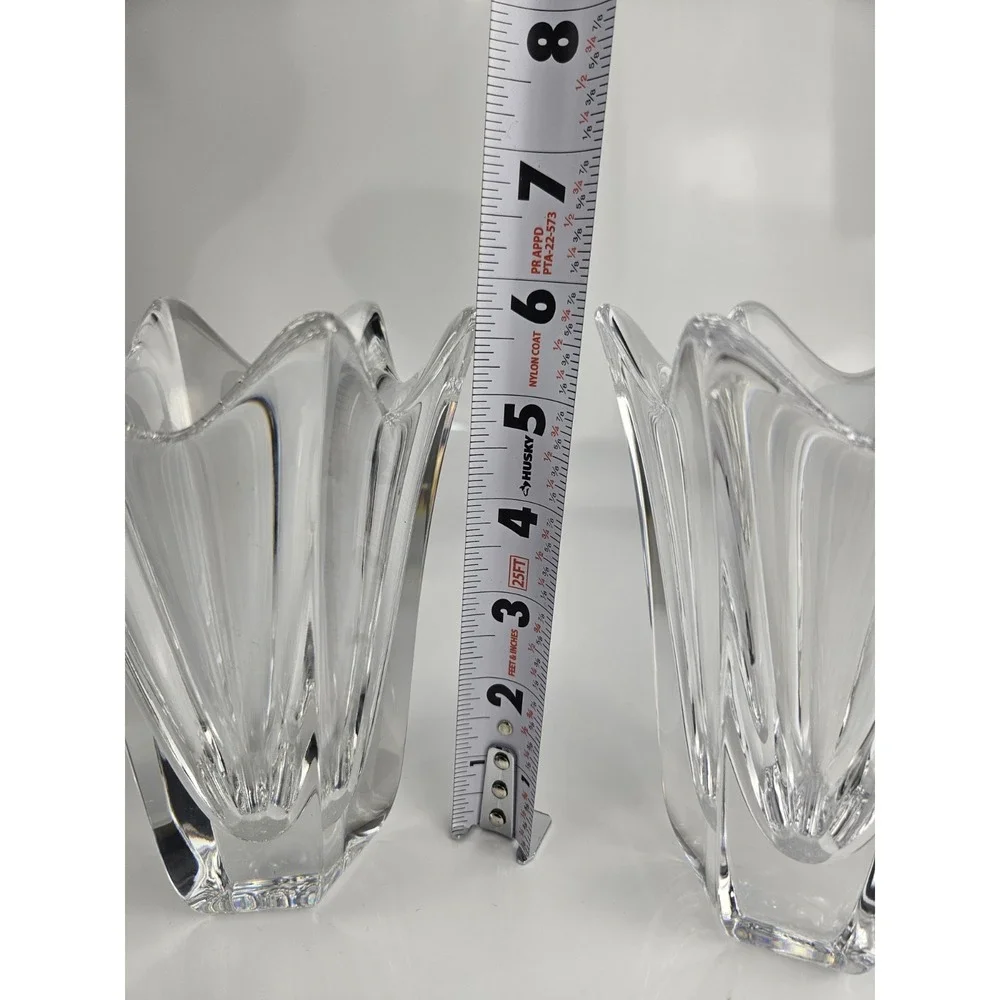 Set Of‎ 2 Orrefors Crystal Belle Tulip Flower Vases 5 7/8 Inch Paneled Lovely